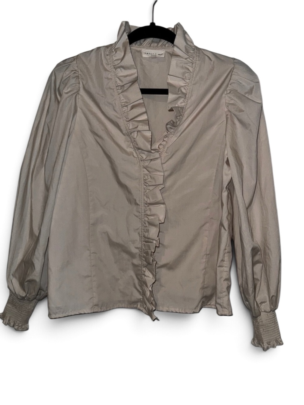 entro Ruffled V-Neck Long Sleeve Blouse - Cream Victorian steampunk style